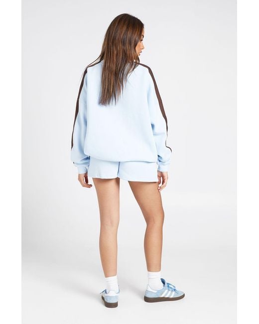 Boohoo White Double Stripe Detail Sweatshirt Short Tracksuit