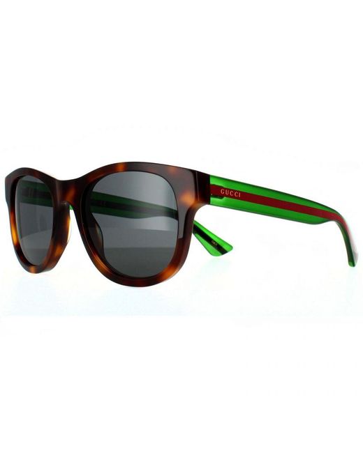 Gucci Black Rectangle Havana Sunglasses for men