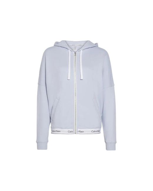 Calvin Klein Blue Modern Cotton Lounge Zip Up Hoodie Top