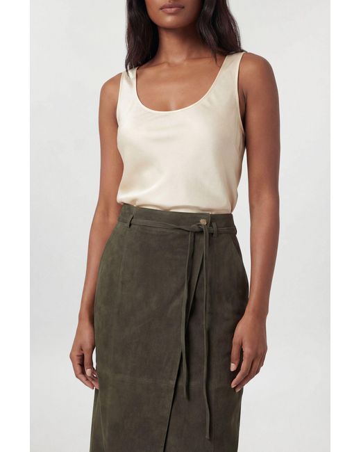 Karen Millen Blue Suede Tie Belt Midi Skirt