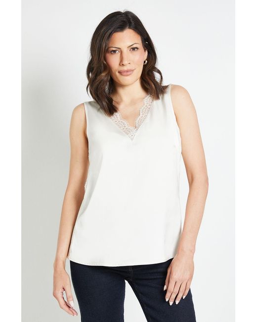 Wallis White Lace Trim Cami Top