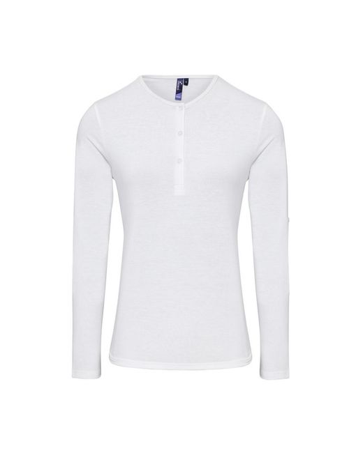 PREMIER White Ladies Long John Roll Sleeve Tee