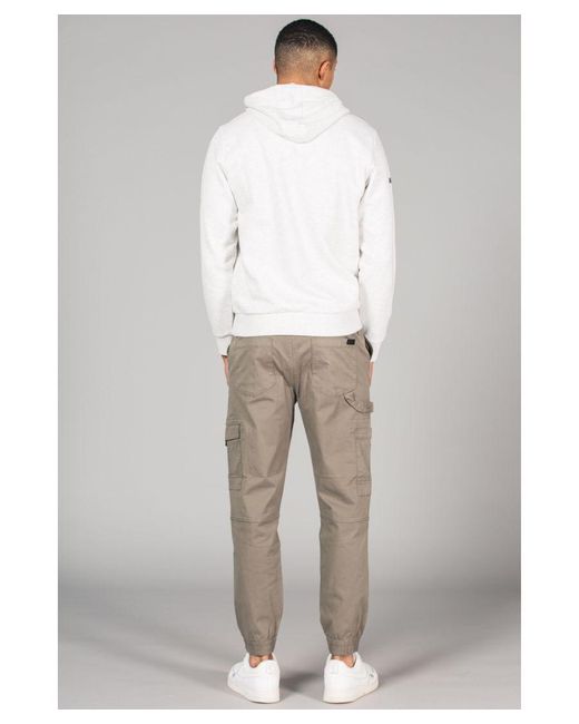 Tokyo Laundry Gray Cotton Elasticated Cargo-Style Trousers for men