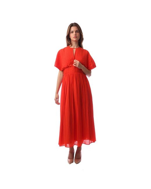 Boss Red Drizzie Keyhole Neck Short Sleeve Midi Wrap Dress