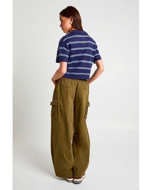 Boohoo Blue Twill Cargo Trousers