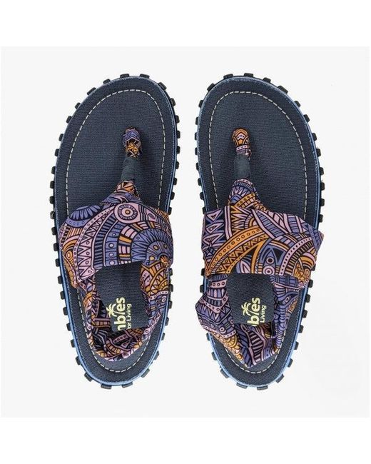Gumbies Blue Slingback Sandals Aztec