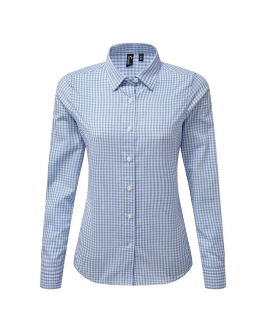PREMIER Blue Ladies Maxton Check Long Sleeve Shirt (Light/)