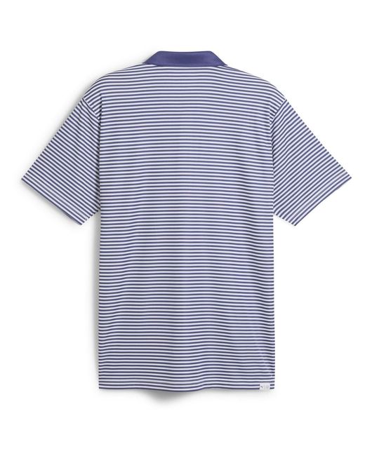 PUMA Blue Pure 2.0 Striped Short Sleeve Performance Polo Shirt for men