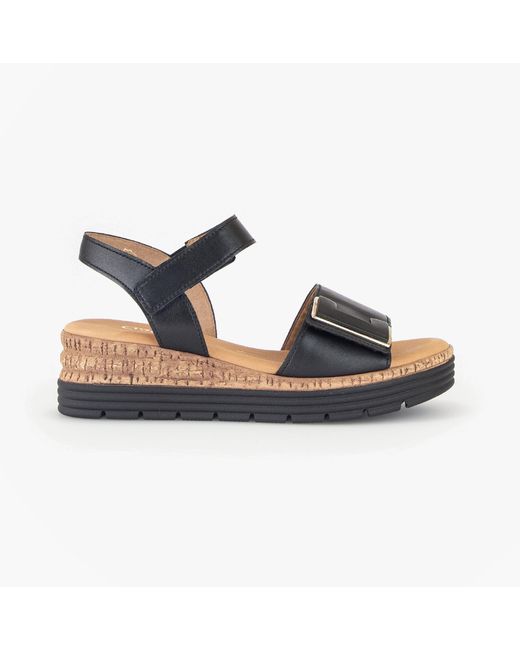 Gabor Blue Shout Ankle Strap Sandals Leather