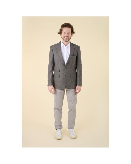Harvey and Jones Natural Heathered Patterned Notch Collared Blazer for men