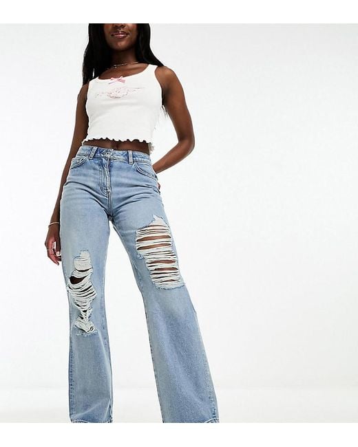 Collusion Blue baggy Ripped Dad Jeans