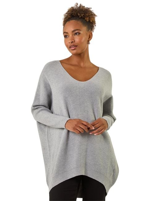 Roman Gray Animal Print Eyelet Back Knit Jumper