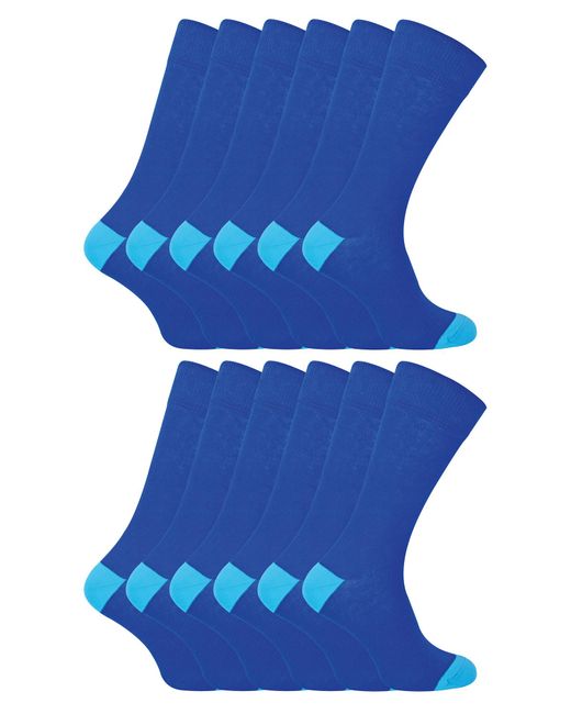 Sock Snob Blue 12 Pair Multipack Cotton Socks for men