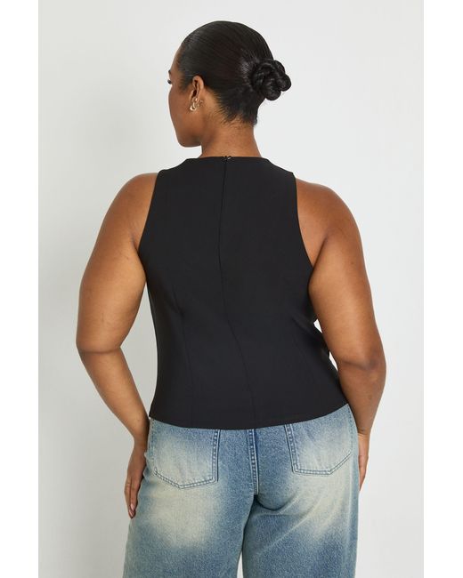 Boohoo Blue Plus Racer Neck Cinched Top