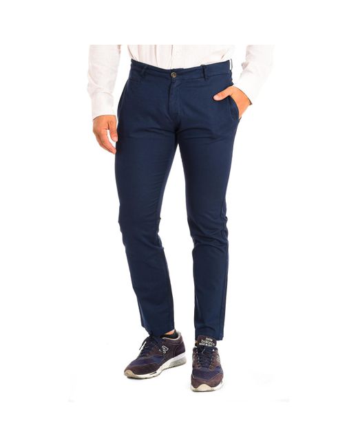 La Martina Blue Long Trousers With Straight Cut And Hems Tmt014-Tl121 For for men