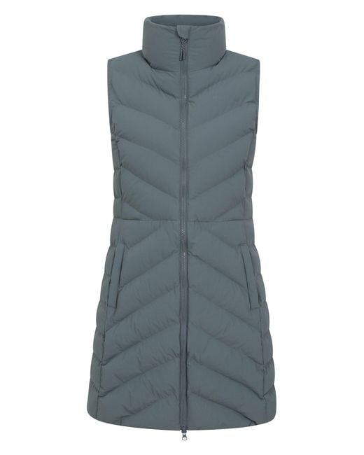 Mountain Warehouse Blue 'Anmore' Padded Long Gilet With Side Pockets Water Resistant Jacket