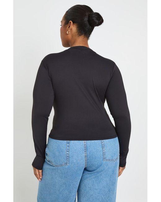Boohoo Blue Plus Second Skin Long Sleeve Top