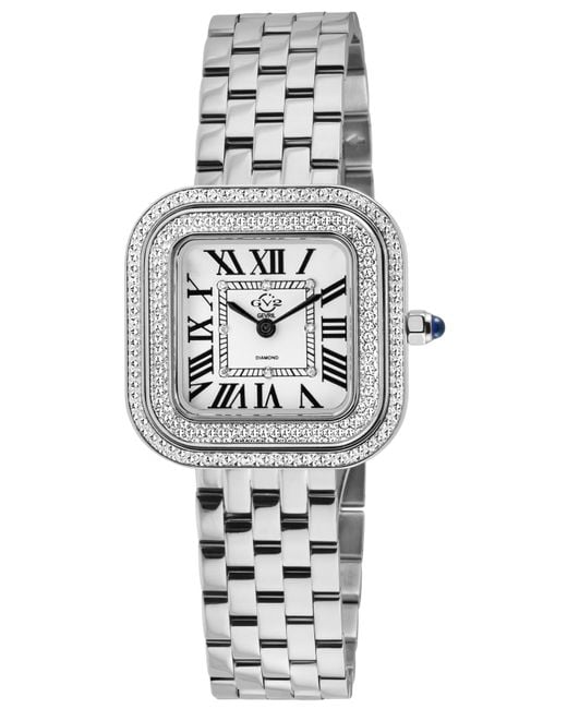 Gv2 Gray Bellagio Swiss Made Diamond Watch, - Dial, 316L Stainless Steel Bracelet