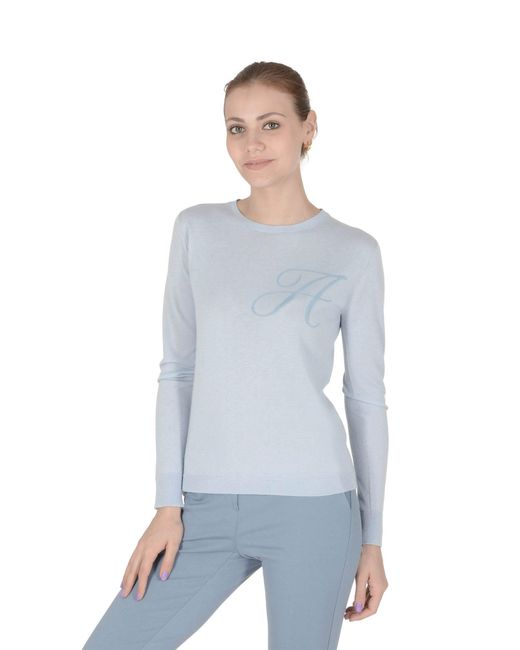 Crown of Edinburgh Cashmere Blue Long Sleeve Art 004 Light Letter A