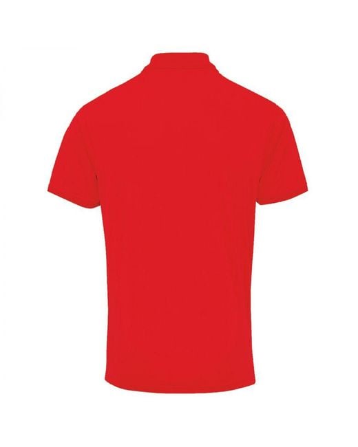 PREMIER Red Coolchecker Pique Short Sleeve Polo T-Shirt for men