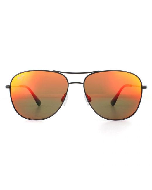 Maui Jim Brown Aviator Gloss Hawaii Lava Polarized Sunglasses Metal (Archived)