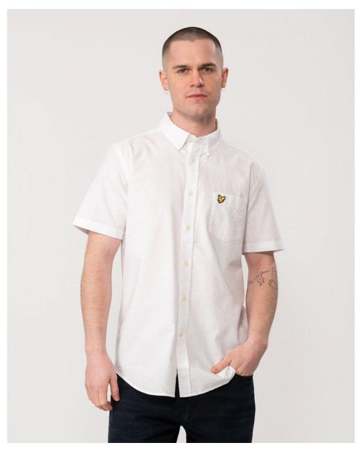 Lyle & Scott White Short Sleeve Oxford Shirt for men