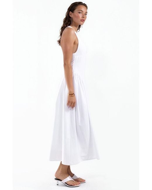 Busem White Halter Neck Midi Dress