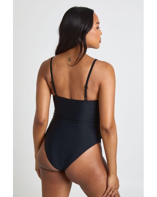 Boohoo Blue Maternity Ruched Front Swimsuit