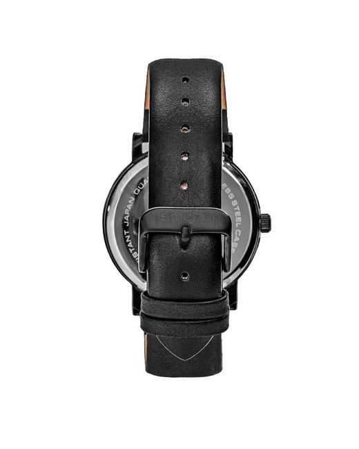 Simplify Black The 7000 Leather-Band Watch