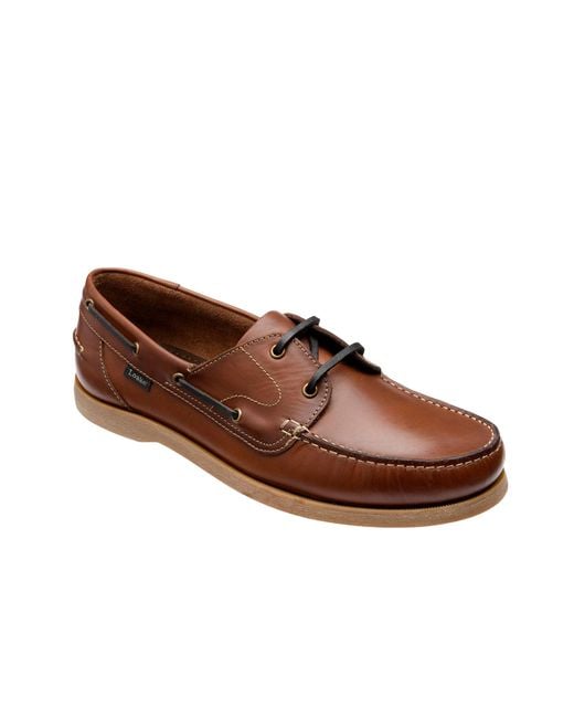 Loake Brown Padstow Boat Shoe Waxy Cotton for men