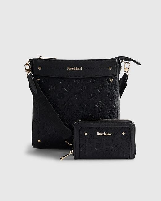 River Island Black Messenger Bag Bundle Monogram