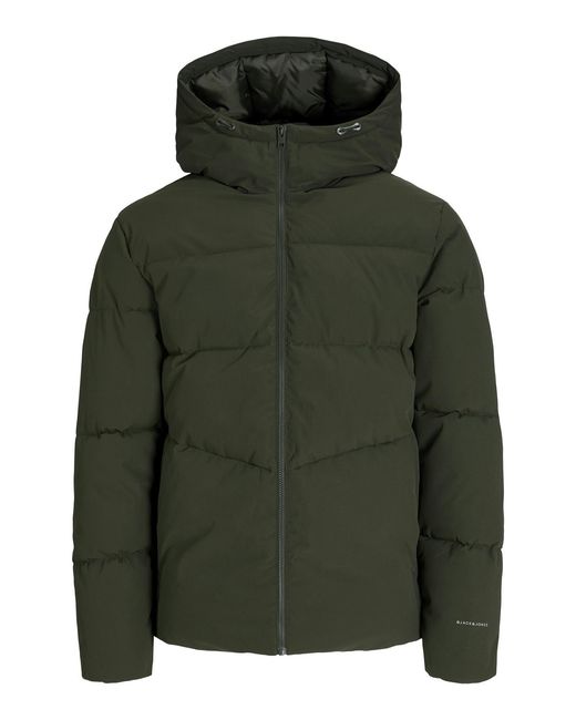 Jack & Jones Green Puffer Jacket Full Zip Long Sleeve Windproof for men