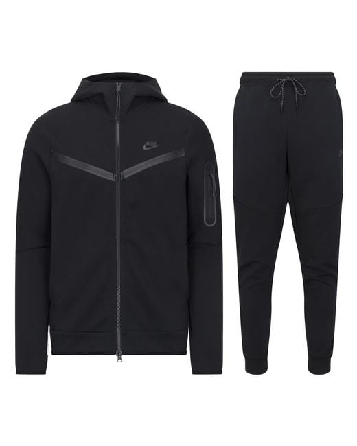 Nike Black Sportswear Tech Fleece Full Zip Tracksuit Cotton for men