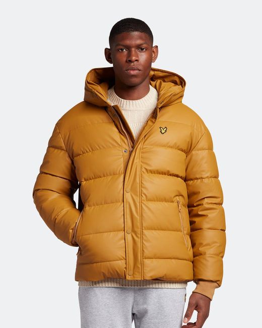 Lyle & Scott Orange Rubberised Puffer Jacket for men