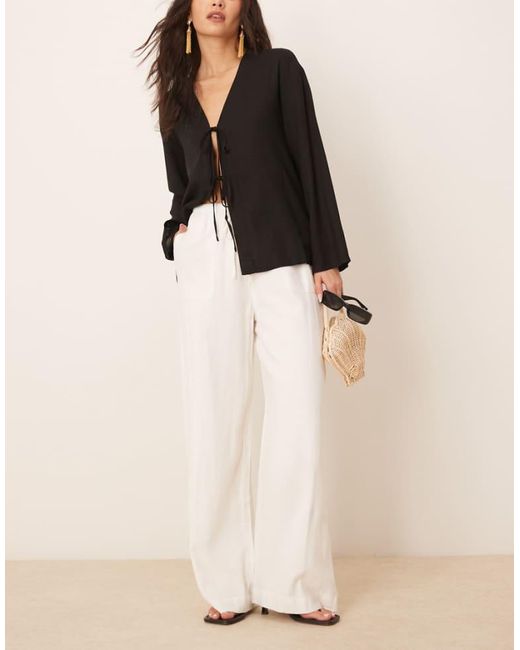 Nobody's Child Natural Shona Straight Leg Linen Trousers