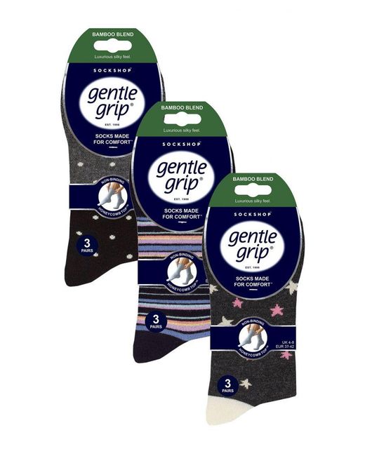 Gentle Grip Black 9 Pack Bamboo Socks Ladies