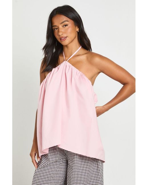 Boohoo Pink Petite Bandeau Smock Top