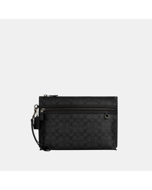 COACH Black Carry All Pouch for men
