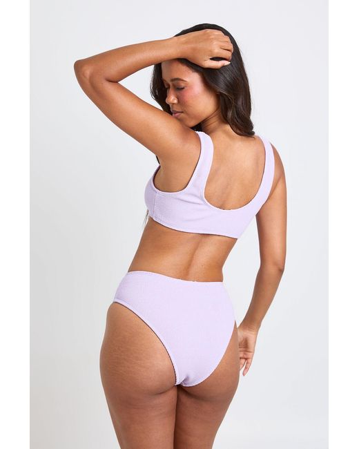 Boohoo White Textured Scoop Bikini Top