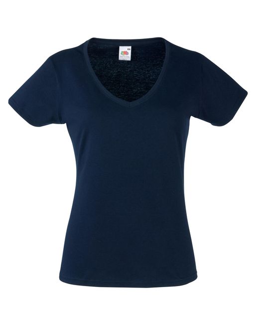 Fruit Of The Loom Blue Ladies Valueweight V Neck Lady Fit T-Shirt (Deep)