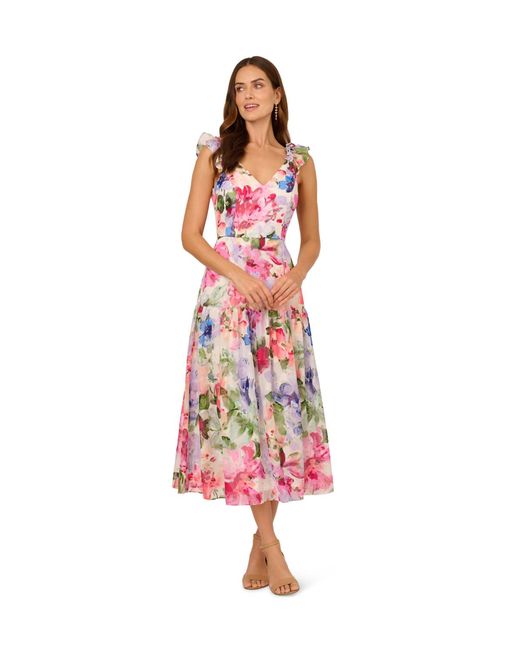 Adrianna Papell Red Sweetheart Midi Dress