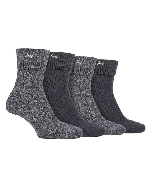 Jeep Black Ladies 4 Pack Super Soft Walking Boot Socks