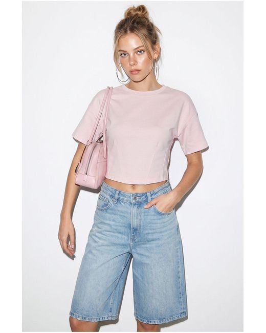 Bianco Lucci Blue Cotton Blouse With Elastane