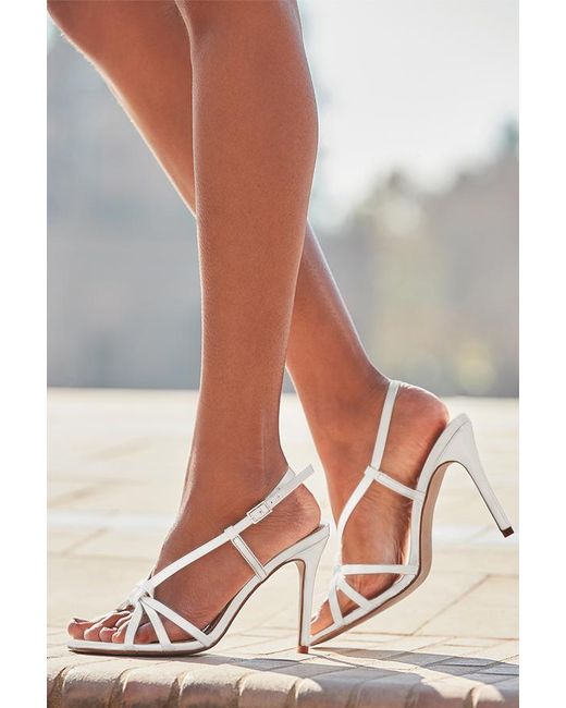 Sosandar White Strappy Square Toe Sandals
