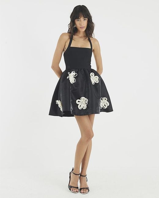 River Island Blue Mini Dress Sleeveless 3D Floral