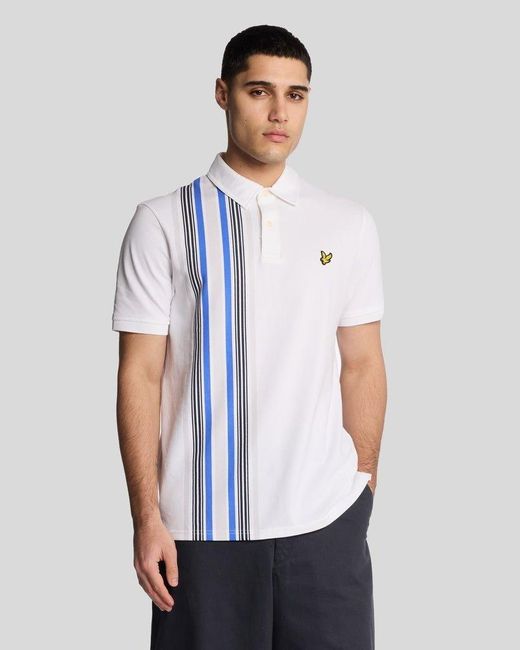 Lyle & Scott White Deck Stripe Polo Shirt for men
