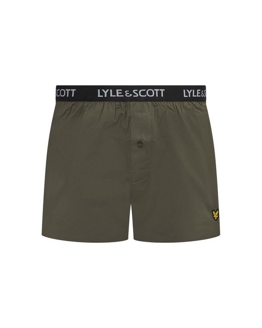 Lyle & Scott Green And 2 Pack Woven Plain Design Boxer Shorts for men