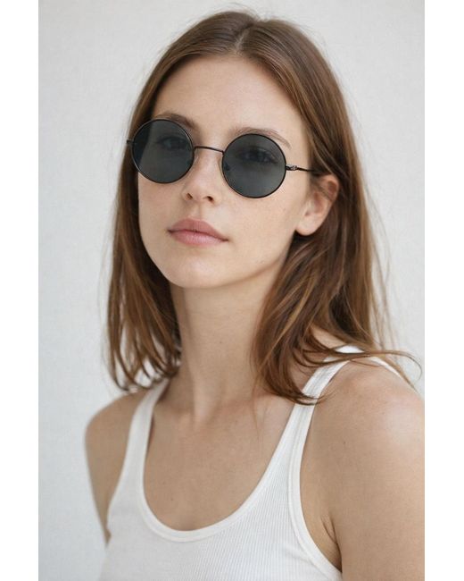 SVNX Brown Round Metal Sunglasses