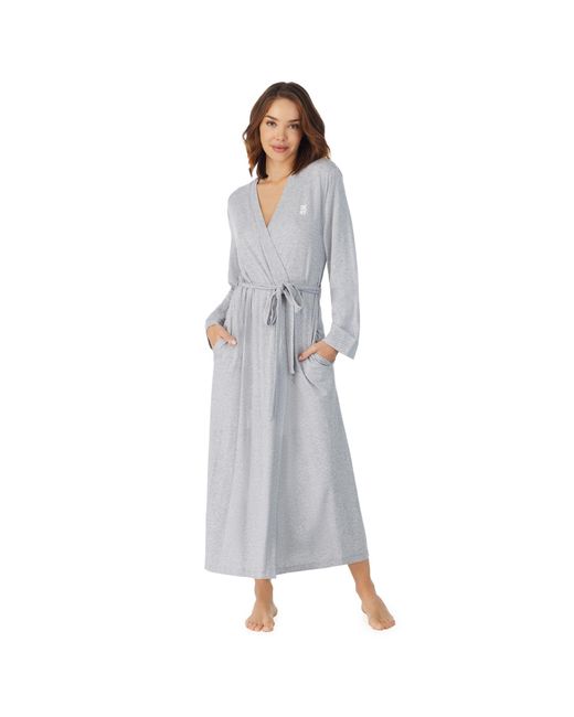 DKNY Gray Cotton Logo Maxi Robe, Marl