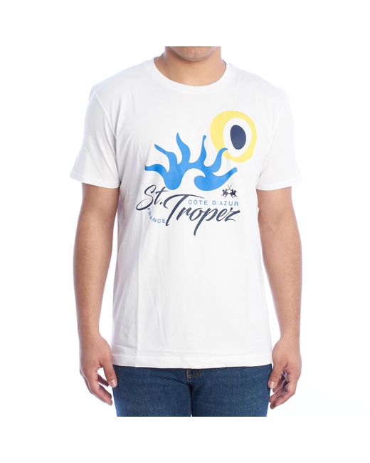 La Martina Blue Ymr317-Js395 Regular Fit Short Sleeve T-Shirt for men